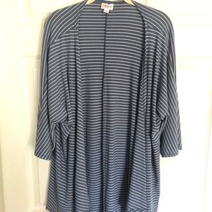 Blue Striped Flowy Half Sleeve Cardigan